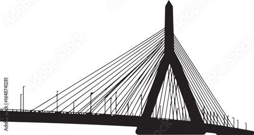 Iconic cable-stayed bridge silhouette modern engineering marvel