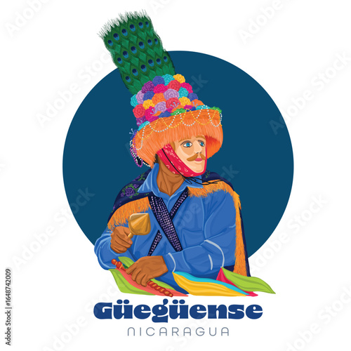 Typical dance suit "El Gueguense" folklore of Nicaragua.