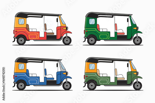 Colorful Auto Rickshaws Used for Transportation in Asia