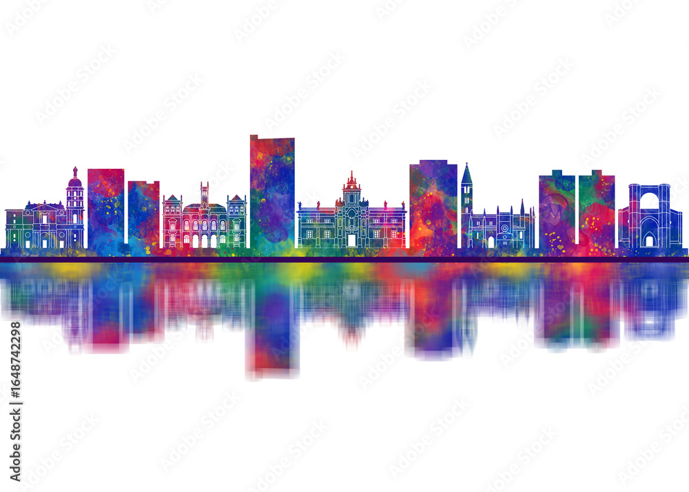 Fototapeta premium Valladolid Spain Skyline. Cityscape Skyscraper Buildings Landscape City Downtown Abstract Landmarks Travel Background Modern Art