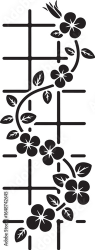 Elegant floral vine climbing a simple trellis design