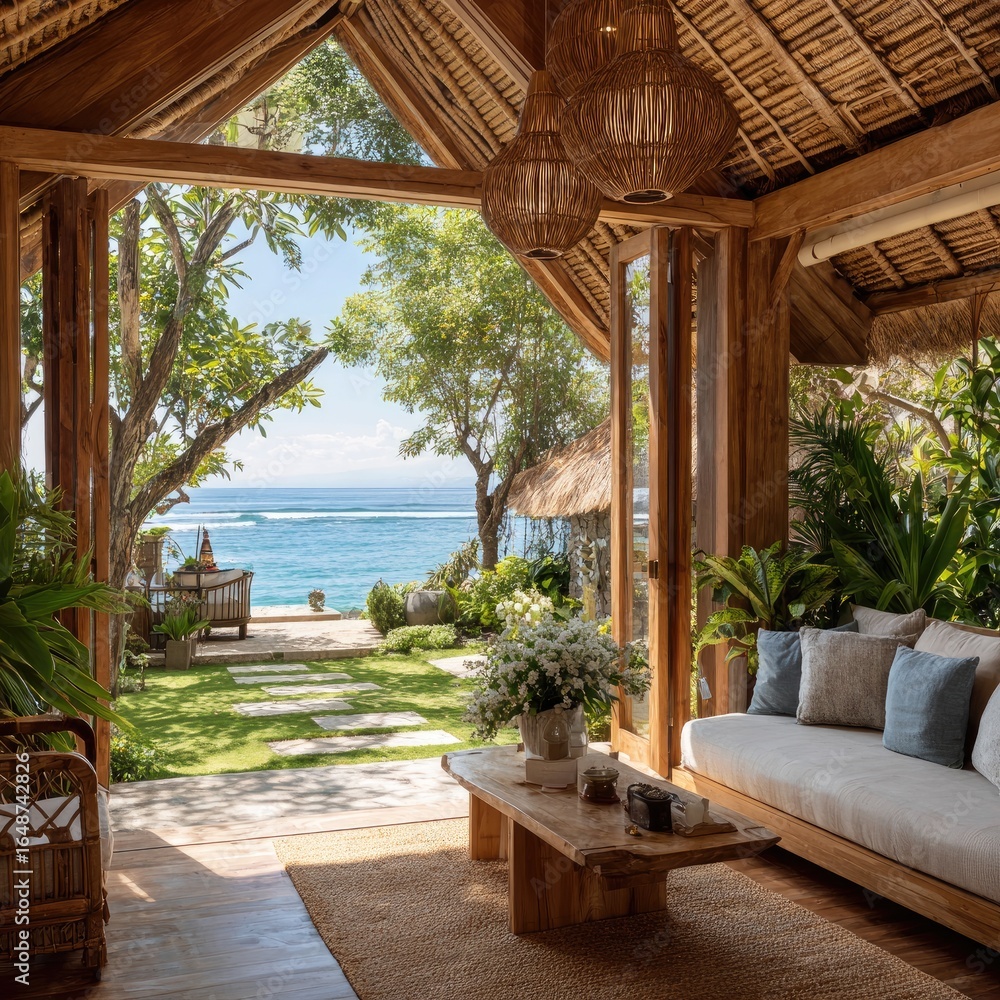 Fototapeta premium Tropical beachfront living room