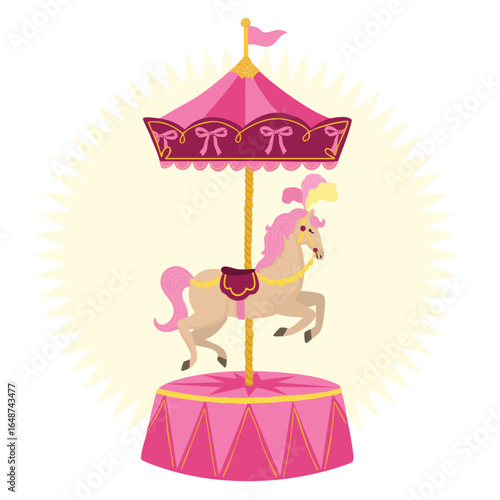 Carousel. Merry go round. Toy kids Horse.