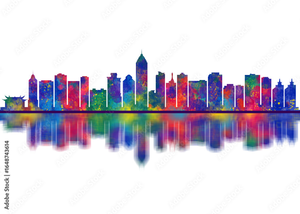 Obraz premium Wenzhou China Skyline. Cityscape Skyscraper Buildings Landscape City Downtown Abstract Landmarks Travel Background Modern Art