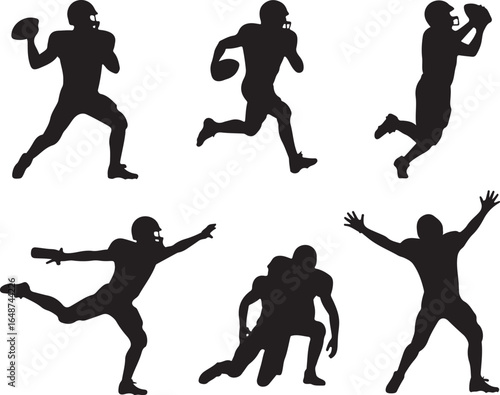 Dynamic football player silhouettes capture game action and spirit
