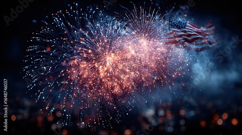 Wallpaper Mural Patriotic Fireworks Display with American Flag for Independence Day Torontodigital.ca