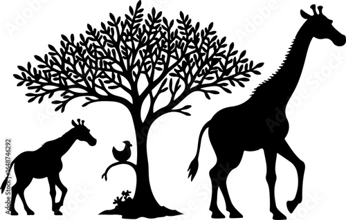 Elegant Giraffe Silhouette Vector Illustration