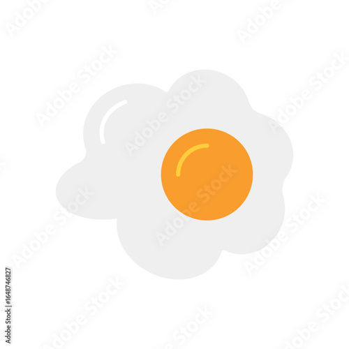 Egg Food Flat Color Icon: Breakfast and Cooking Ingredient