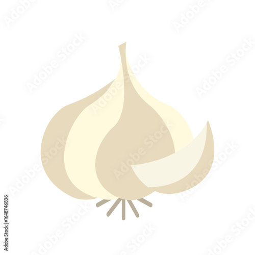 Garlic Clove Flat Color Icon: Food Ingredient and Flavor