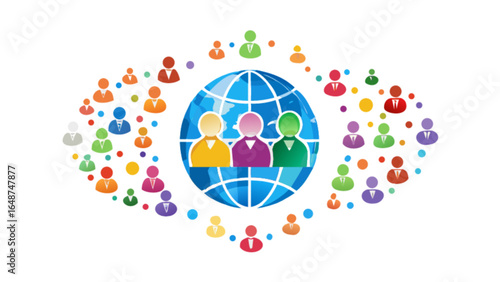 Global community network connecting people around the world for social networking and teamwork concept