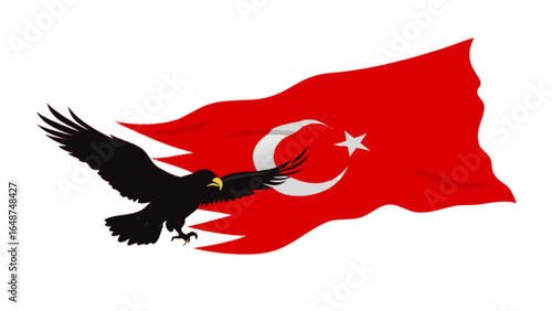 Turkey flag with eagle vector illustration patriotic symbol national identity turkish culture design graphic art