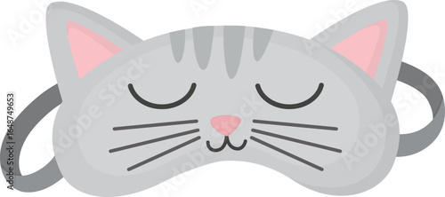 Cute sleeping mask isolated on white background. Bedtime accessory for dreaming with cat face