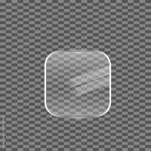 Rounded square glass, transparent glossy crystal rounded square element for modern digital design decoration layouts and creative abstract background illustration
