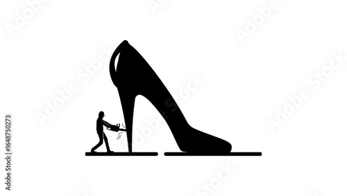 symbol of sexism and humiliation of women, black isolated silhouette