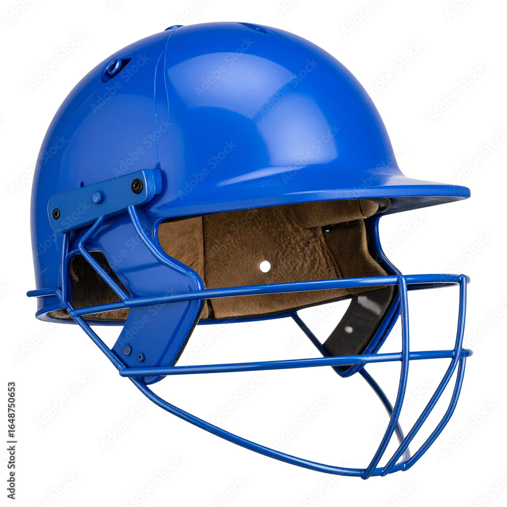 Fototapeta premium Helmet blue protective headwear for baseball or cricket