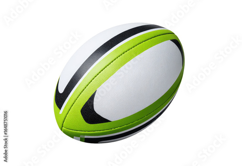 Rugby ball, white, lime green, and black