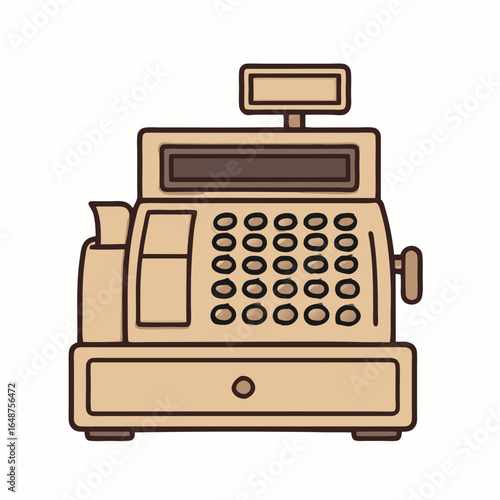 Vintage cash register with a classic design on a white background