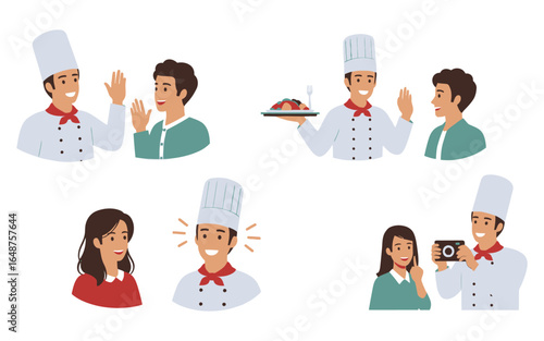 Diverse Chefs Interacting in a Culinary Setting – Vector
