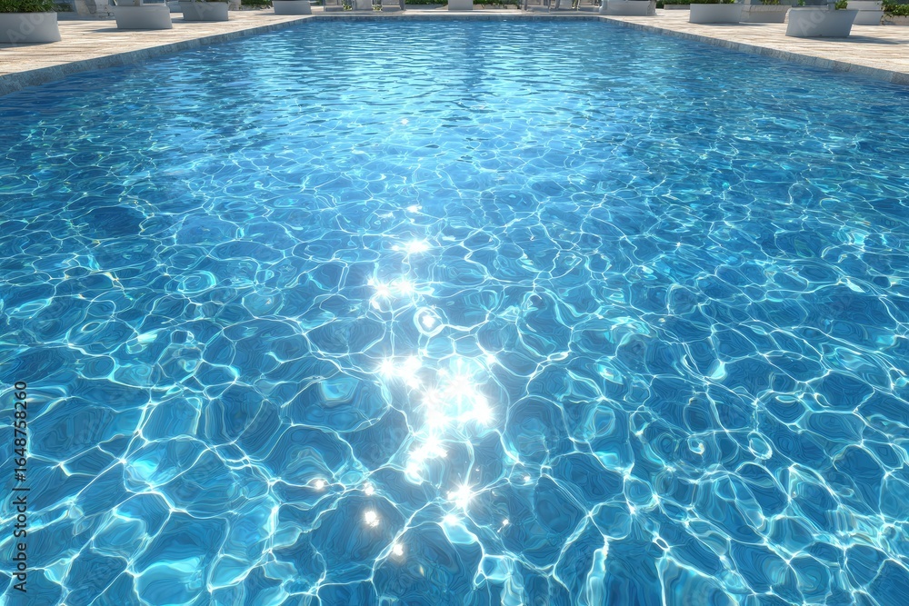 Obraz premium Azure pool water, sunlit ripples, and white deck
