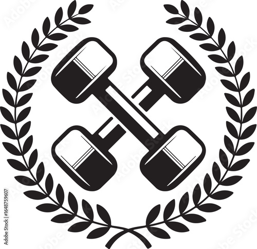 Achieve fitness goals with iconic crossed dumbbells emblem
