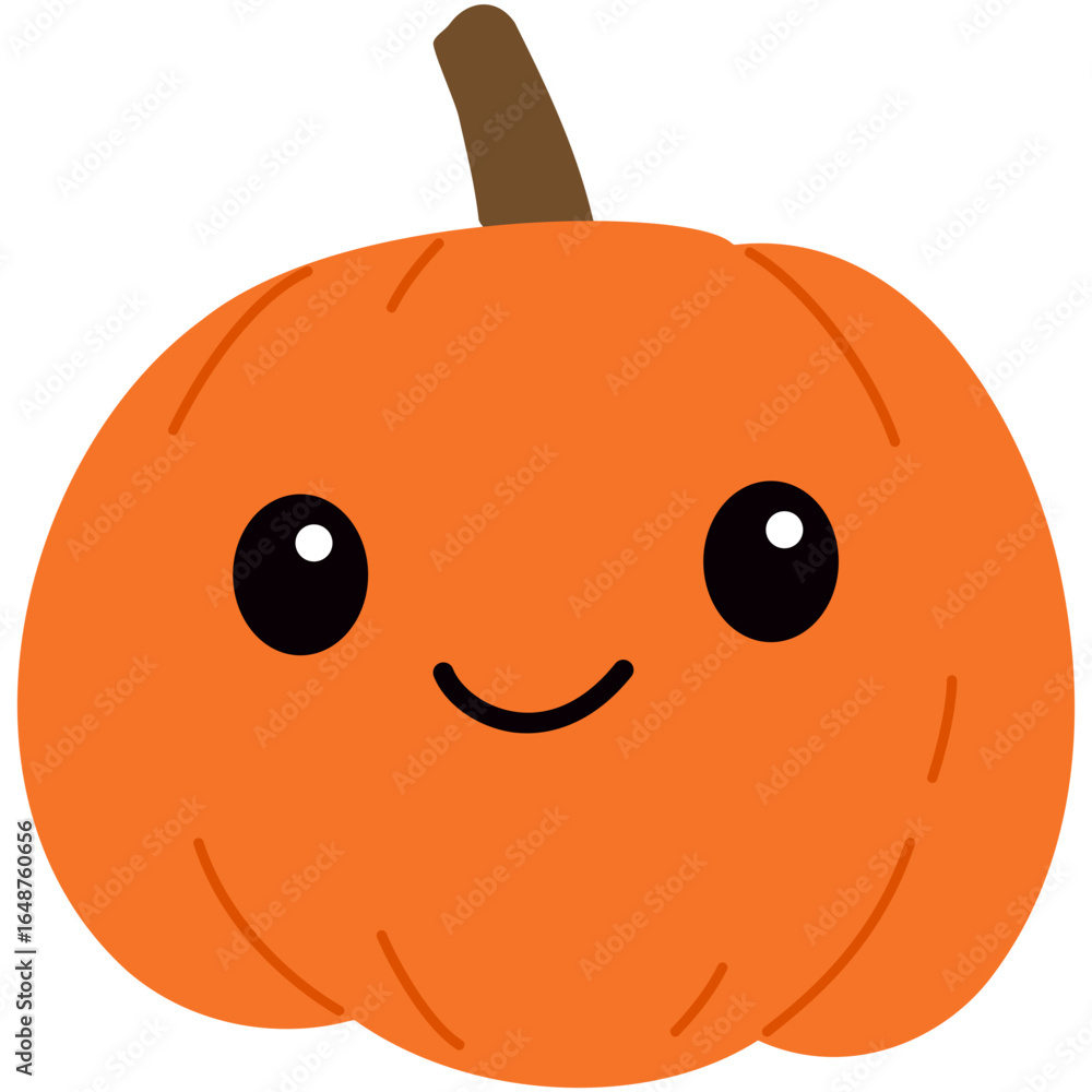 Fototapeta premium pumpkin halloween cute kawaii flat icon.