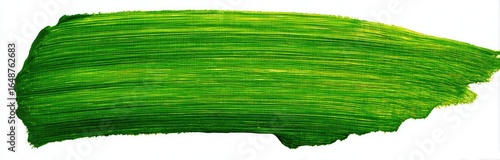 Bright green paint stroke on white background