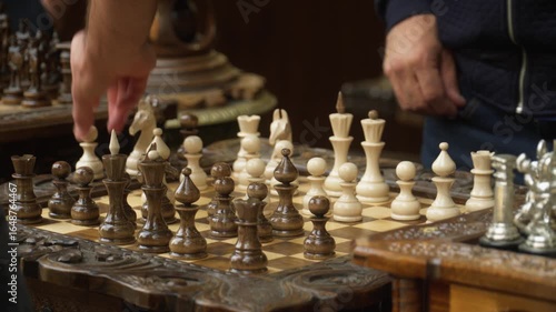 tense chess game with some beautiful pieces