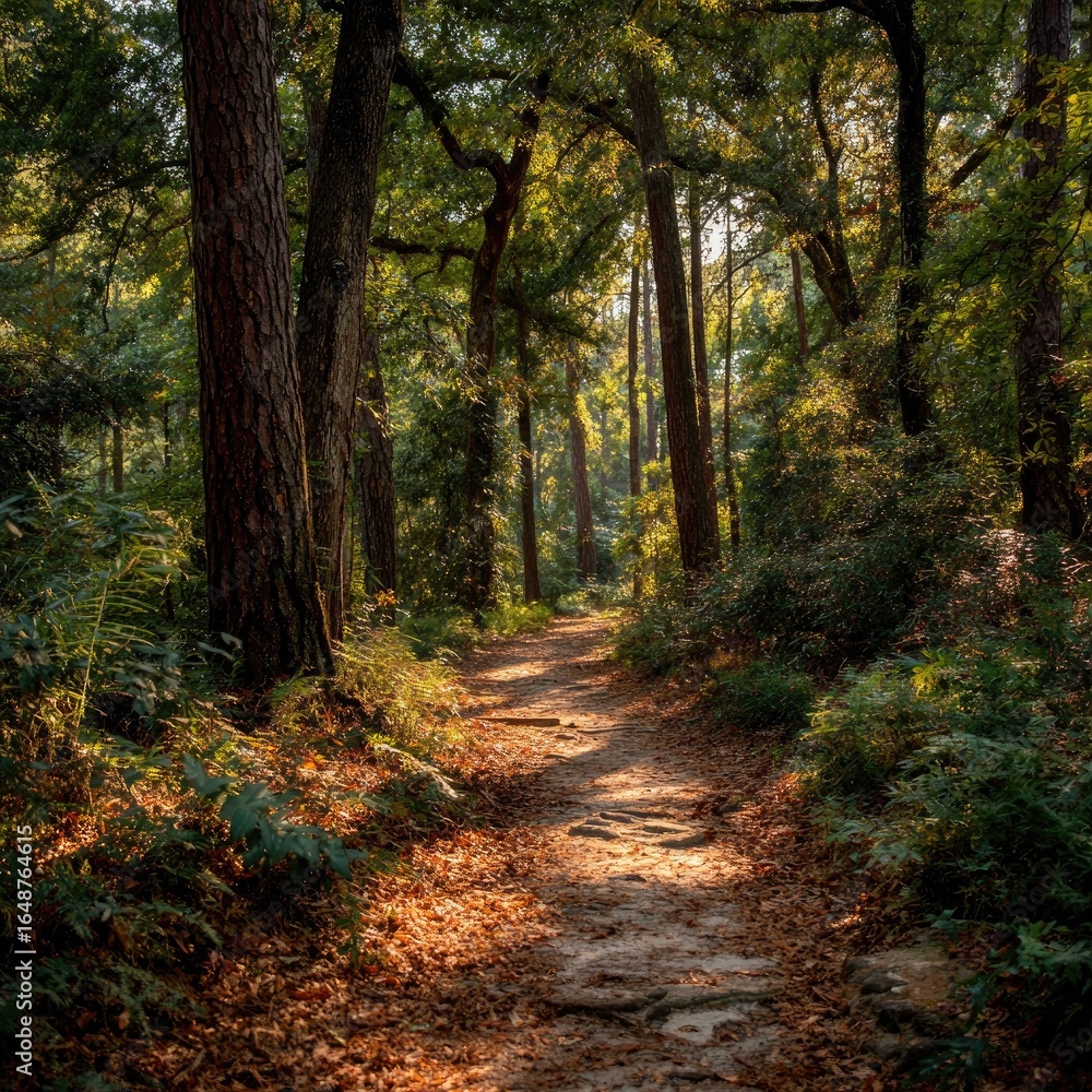 Fototapeta premium Path Through Sunlit Woodland