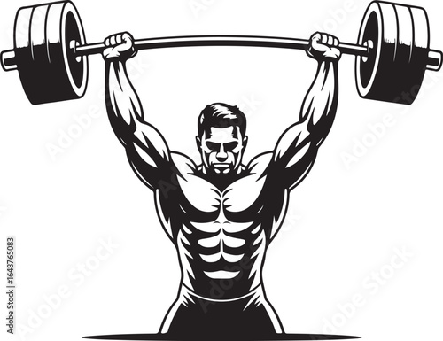Powerful athlete lifts heavy barbell, showcasing strength and fitness