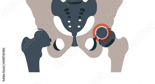 Hip replacement illustration for orthopedic surgery marketing and medical education materials