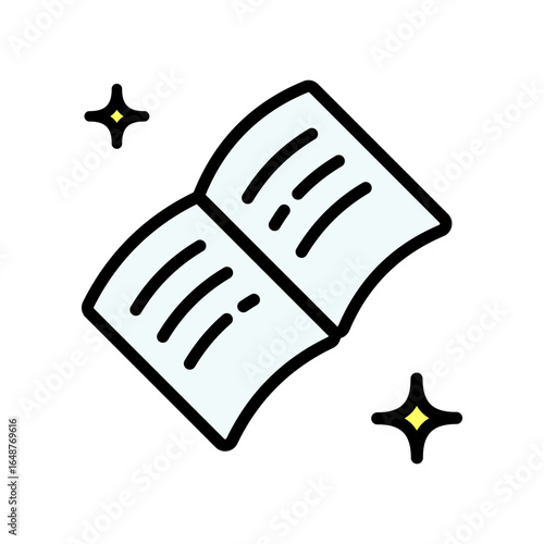 Open Book With Stars Color Icon. Educational Inspiration And Learning Concept. Imagination, Creativity, And Knowledge Explosion Symbol. Isolated Vector Illustration.
