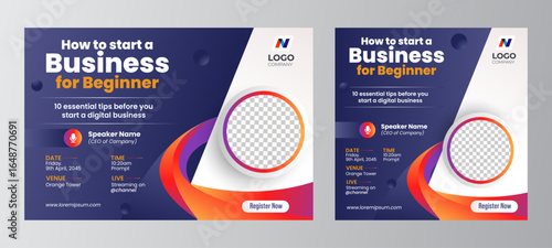 Digital Marketing Workshop banner and social media template design. vector