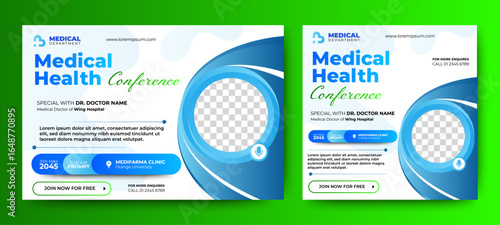 Medical Health Live webinar conference web banner and social media cover template design