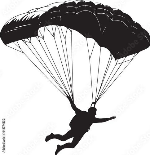 Skydiver freefalling with parachute against clear sky