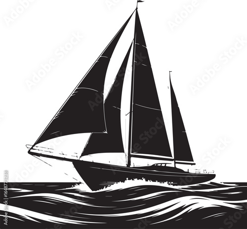 Majestic sailboat glides through ocean waves under full sail