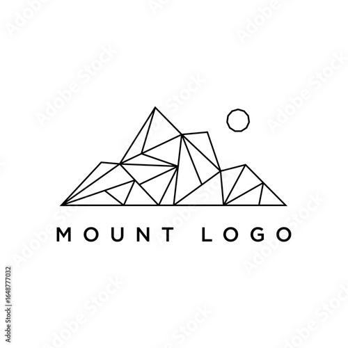 modern and simple lines mountain or hill logo, vector illustration