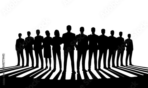 Silhouette of a group of business people on a white background