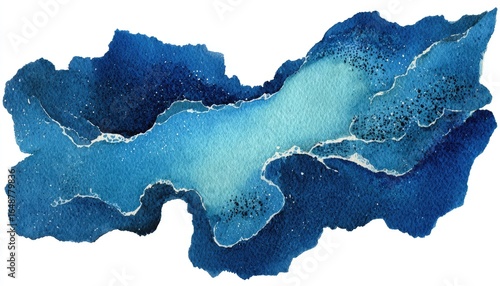 Abstract watercolor blob in shades of blue and teal