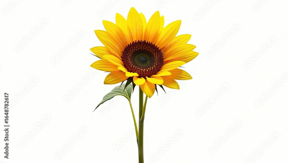 Naklejka premium Vibrant sunflower against a plain white background.