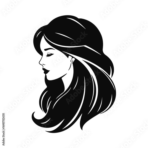 Elegant woman silhouette, female profile vector, beauty salon logo, lady face outline, stylish girl head design	