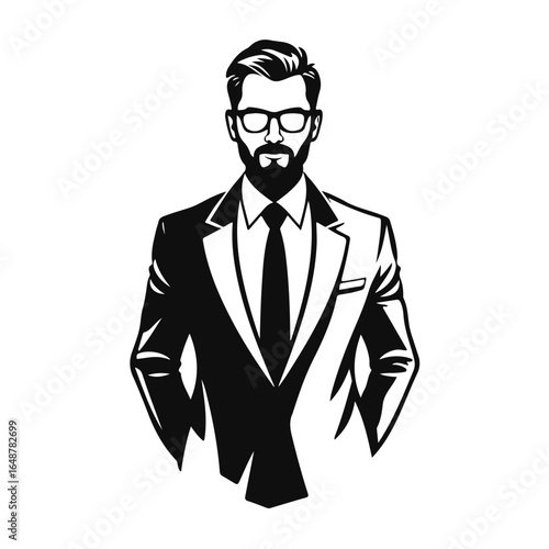 Man icon, businessman avatar vector, office worker icon, hipster face design, graphic male portrait, businessman avatar, bearded man, office worker, hipster face, male portrait