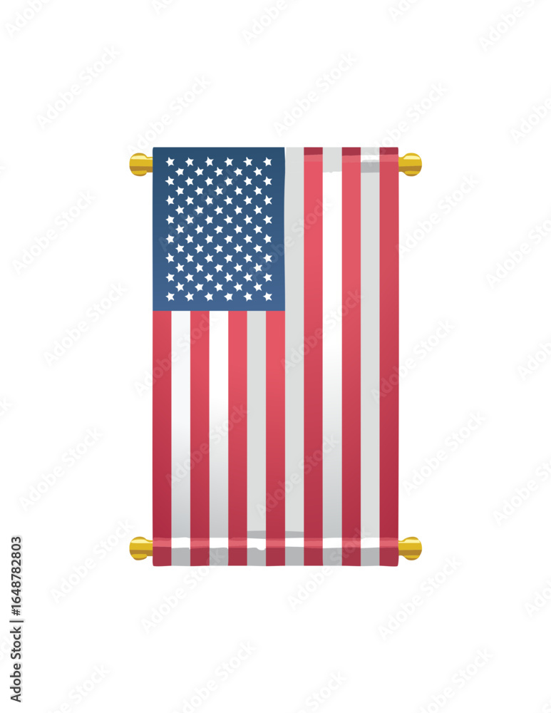 Obraz premium Vertical American Flag Banner Graphic Icon. Patriotic USA Symbol for National Holidays and Events.