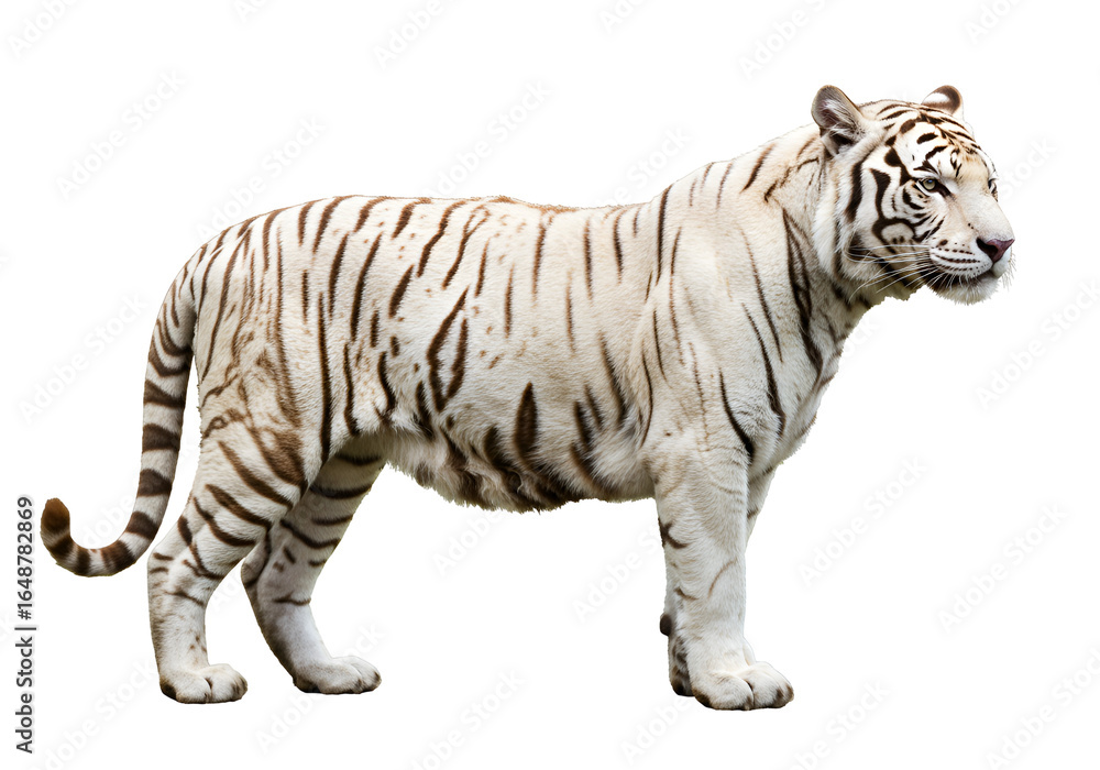 Obraz premium Realistic White Bengal Tiger Plush Toy Displayed Against a Black Background Elegantly Showcasing