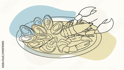 A vibrant seafood platter featuring various shellfish and shrimp, beautifully arranged for a delightful dining experience.