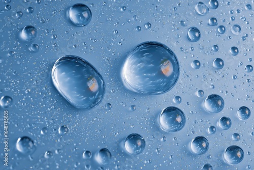 Wallpaper Mural Close-up of water droplets on a light blue surface, reflecting light Torontodigital.ca