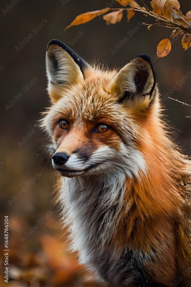 Obraz premium Red fox in the forest, wildlife portrait and natural beauty concept