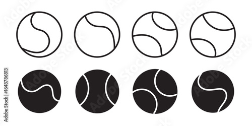 Tennis Ball Icon Logo Design Vector Template Illustration Sign And Symbol Pixels Perfect