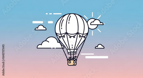 Hot air balloon adventure vector illustration for travel and tourism related design projects online use