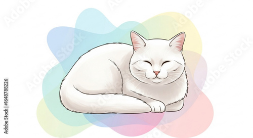 Cute white cat sleeping illustration for pet lovers and animal enthusiasts and cat owners alike
