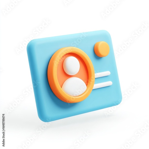 3D profile icon, light blue, orange, and white